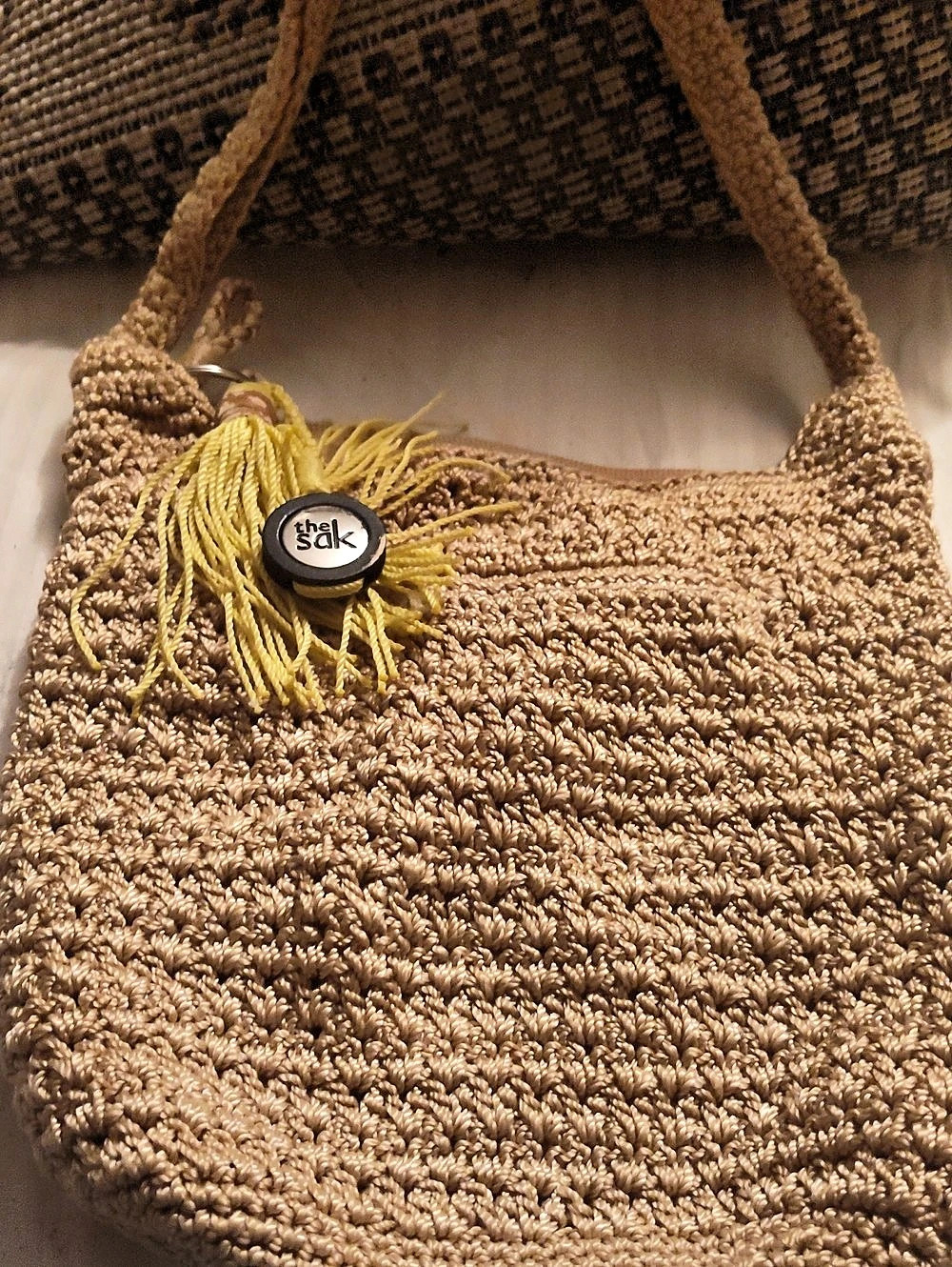 the Sak Woven Shoulder Bag in Brown